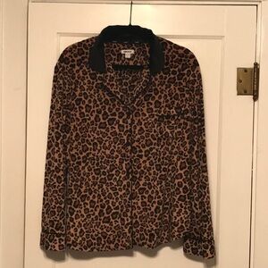 DKNY Velour Pajamas Women's Size L Leopard‎ Print Long Sleeve 2 pcs